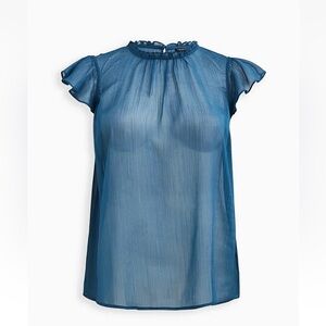 Torrid mock neck sleeveless tank chiffon blue with silver